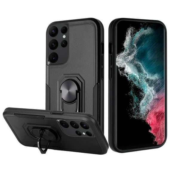 For Samsung Galaxy S23  Plus Hybrid Tough Strong Dual Layer Hard PC TPU with Magnetic Ring Stand Heavy-Duty Armor Cover ,Xpm Phone Case [ Black ]