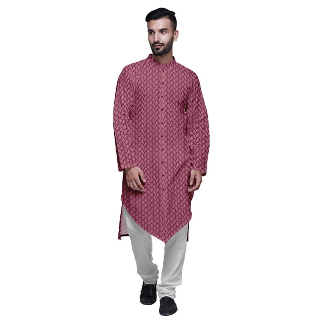 Atasi Ensemble Kurta Pyjama en Rayonne à Manches Longues Imprimé Asymétrique à Boutons