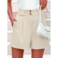 thumbnail image 2 of Cuteduck Women's Summer High Waisted Shorts Elegant Pleated Business Work Shorts with Pockets S-2XL, 2 of 6