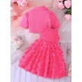 thumbnail image 6 of Yunliwuli Toddler Girls Two Piece Outfits Sleeveless Butterfly Tulle Dress and Short Sleeves Button Jacket for Summer Clothes, 6 of 10