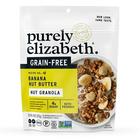 Purely Elizabeth Grain-Free Nut Granola, Banana Nut Butter, 8 oz Bag