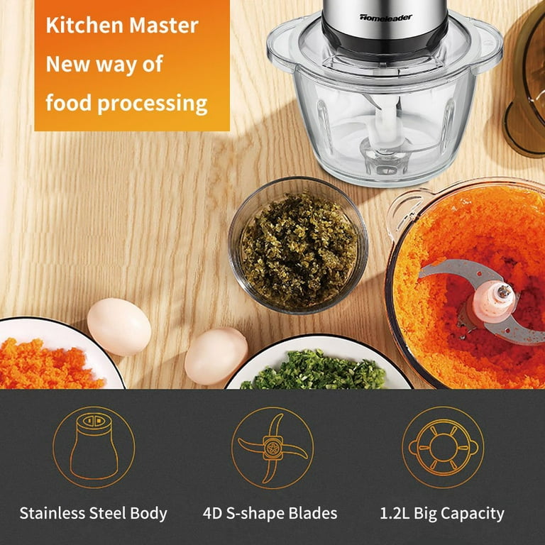 Bear Food Processor, Electric Food Chopper with 2 Glass Bowls (8 Cup+2.5  Cup), 400W Power Grinder with 2 Sets Stainless Steel Blades, 2 Speed for