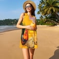 thumbnail image 3 of Balery The Chicken Family Vestidos de verano para mujer con estampado: vestido holgado sin mangas, vestido playero informal y cómodo para días calurosos., 3 of 7