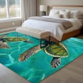 thumbnail image 5 of Area Rug 60×96in, Teal Blue Ocean Wave Sea Turtle Floor Carpet Living Room Rug, Retro Underwater World Non-Slip Welcome Mat Indoor Rugs for Bedroom Dining Room, 5 of 9