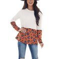 thumbnail image 4 of Blusa de mujer con estampado de leopardo de manga larga con cuello en V y costuras en degradado Pompotops  gfhjh20943, 4 of 9
