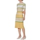 thumbnail image 4 of INSPIRE CHIC Vestidos de punto a rayas para mujer, vestido de suéter midi de manga corta, color amarillo, 4 of 4
