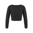 thumbnail image 2 of Xnihocha Kids Girls Classic Ballet Dance Sweater Pullover Cropped Tops Long Sleeve Cardigan Shrug Black 160, 2 of 5