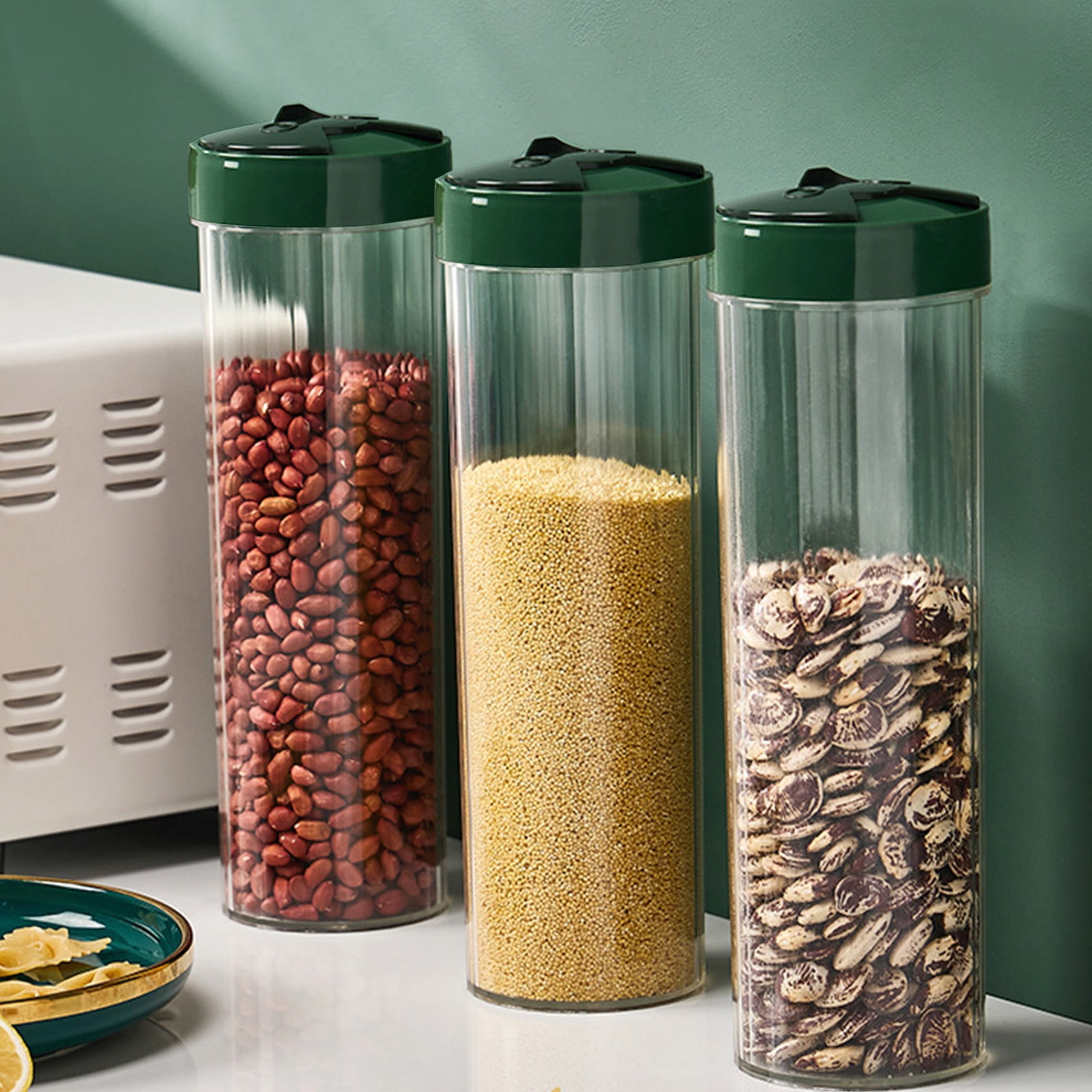 Xqxayjr under $5 Airtight Pasta Container, Tall Clear Airtight Pasta Storage Container,Spaghetti Noodle Food Storage Jar with Lid,Kitchen Pantry Organization Canister