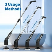 PUSCRIENO Electric Spin Scrubber, Cordless Electric Cleaning Brush, Shower Scrubber with 7 Interchangeable Heads, Extendable Handle & Bluetooth Control for Bathroom, Floors, Tiles Deep Cleaning-Black