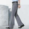 thumbnail image 4 of Men Flared Boot Cut Trousers Business Casual Classic Office No Ir, 4 of 4
