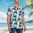 thumbnail image 5 of Goofa Blue Excavator Hawaiian Shirt for Men, Unisex Summer Beach Casual Short Sleeve Button Down Shirts,Aloha Tropical Floral print shirt-Large, 5 of 9