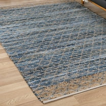 Unique Loom Chindi Trellis Collection Area Rug - Sand (4' 1" x 6' 1" Rectangle Denim blue/Navy Blue)