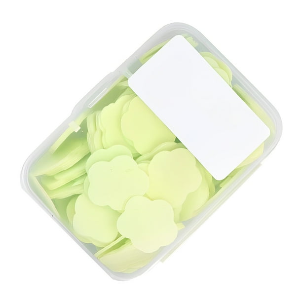 Bearachild Jabón Papel Mano Desechable Aromas Hojas Limpieza Rebanada Flores Forma Baño Camping Tabletas Piel Baño Mostrada verdejazmín