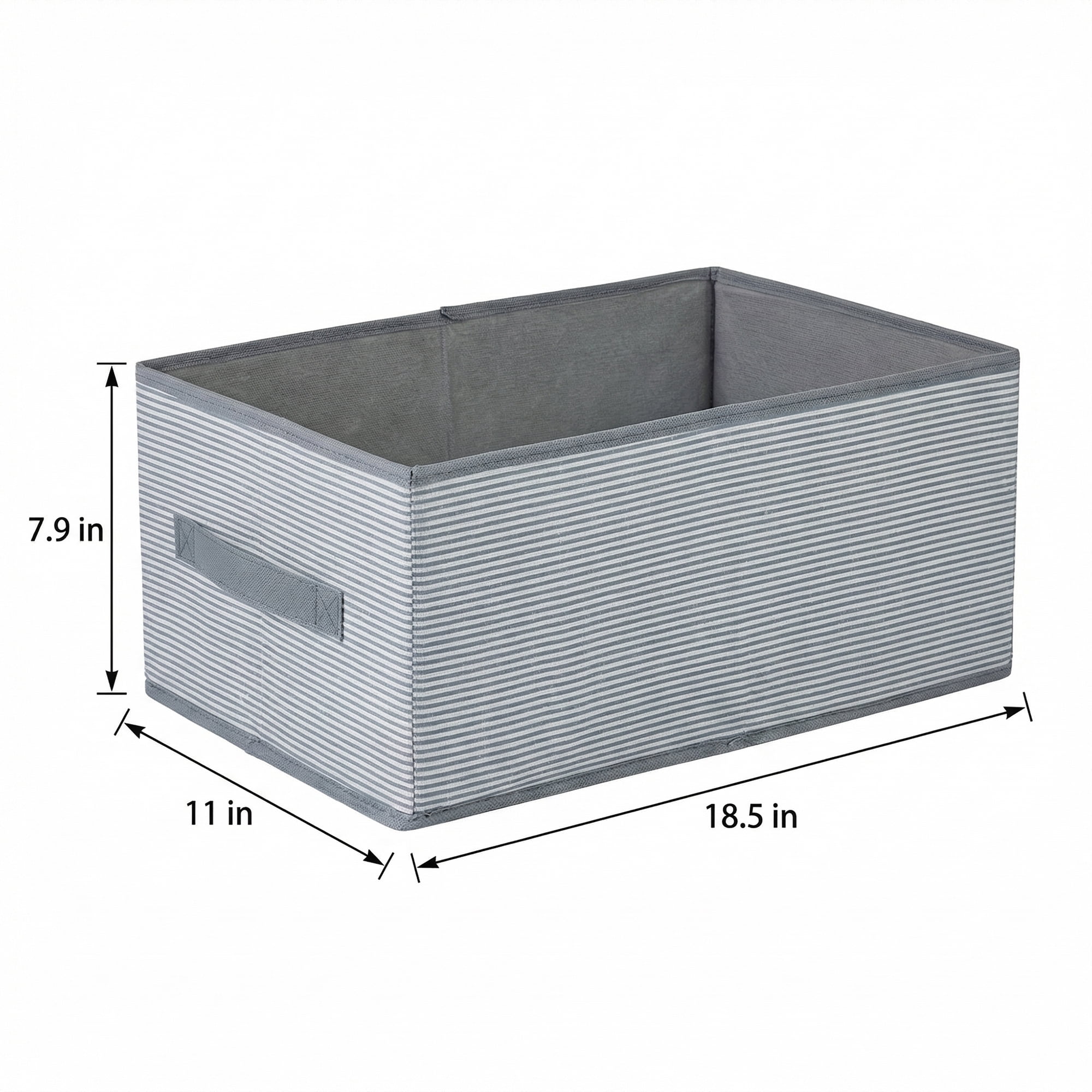Unique Bargains 3pcs Fabric Storage Bin with Stripe Grey 18.5*11*7.9in