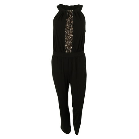 Spense Women's Halter Lace Trim Jumpsuit