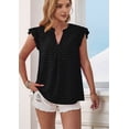 thumbnail image 5 of Womens Blouse V Neck Ruffle Sleeve Flowy Shirts Dressy Casual Cute Summer Tops Black M, 5 of 9