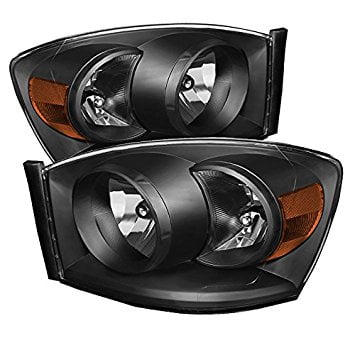 Amber Clear Crystal Dodge Ram 1500 / Ram 2500/3500 Amber Crystal Headlights Black Housing With Clear Lens ()