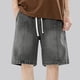 thumbnail image 2 of Mens Casual Pantalones Cortos Color Sólido Elástico Cintura Cordón Denim, Algodón Ligero para el Aire Libre Y Uso Diario, 2 of 9