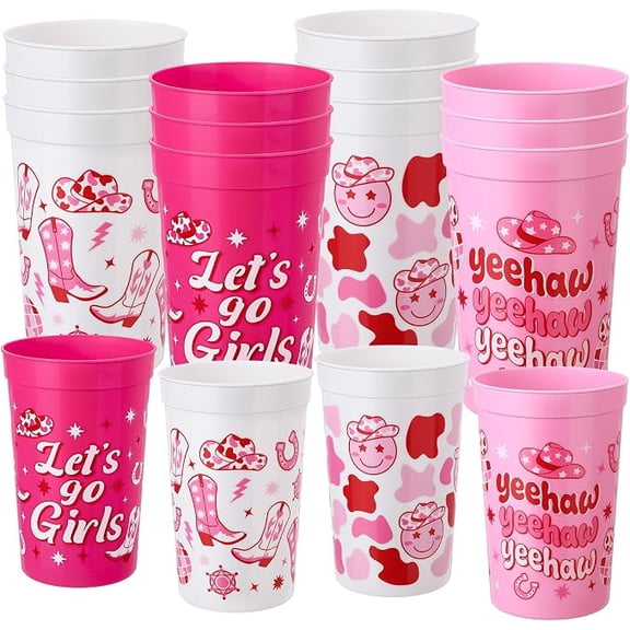 12 Pcs Bachelorette Party Cups 22 Oz Reusable Cowgirl Plastic Cup