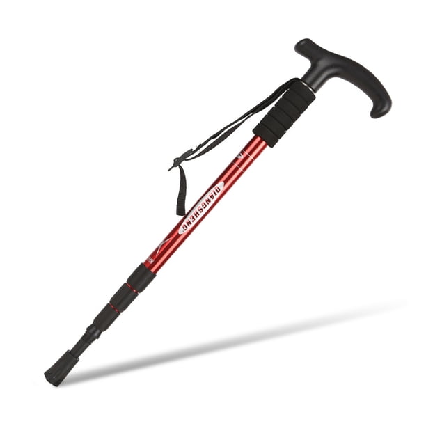 Postes de trekking Senderismo Pasteles de caminata T agarre Montañismo Mochila Muleta Aleación de aluminio Anti-Shock Portátil Red de bastón kenally OD003557-01