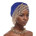 thumbnail image 4 of XASZHN Turban à Franges Multi-Couches pour Femmes Musulmanes Couverture de Cancer Chimio Bleu_002 m, 4 of 4