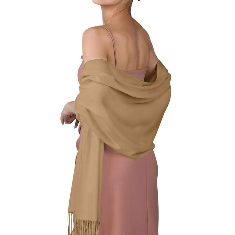 brown shawls for dresses XMMSWDLA Shawls and Wraps for Evening Dresses, Large Soft Wedding Shawl Brown Scarves for Women