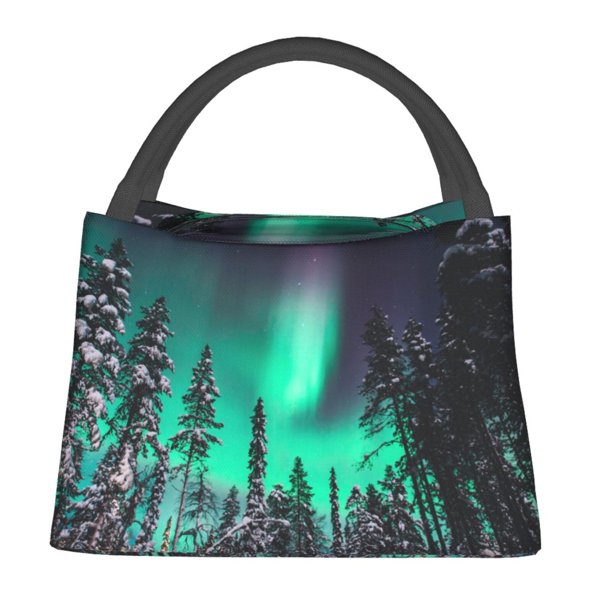 Fotbe Northern Lights 2 Bolsa Térmica Portátil con Estampado, Bolsa de Entrega de Alimentos Aislada, Bolsa Reutilizable de Gran Capacidad para Comidas y Supermercado