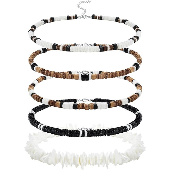 Surfer Necklace for Men Puka Shell Necklace Men Sea Shell Necklace Clam Chip Choker Hawaiian Beach Shell Bead Necklace Pookah Shells Choker Necklace Classic 16.0 Inches {件数}