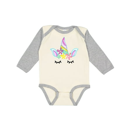 

Inktastic Unicorn Face Gift Baby Girl Long Sleeve Bodysuit