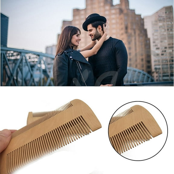 Kiplyki Wooden Beard Comb Anti Static Wood Pocket Comb with Fine Coarse Teeth For Beard