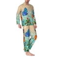thumbnail image 2 of Picia Colorful Plants And Insects Pattern Men’s Long-Sleeve Sleepwear Set - Soft 2-Piece Loungewear with Pockets, Comfy PJs for Relaxing Nights-Small, 2 of 7