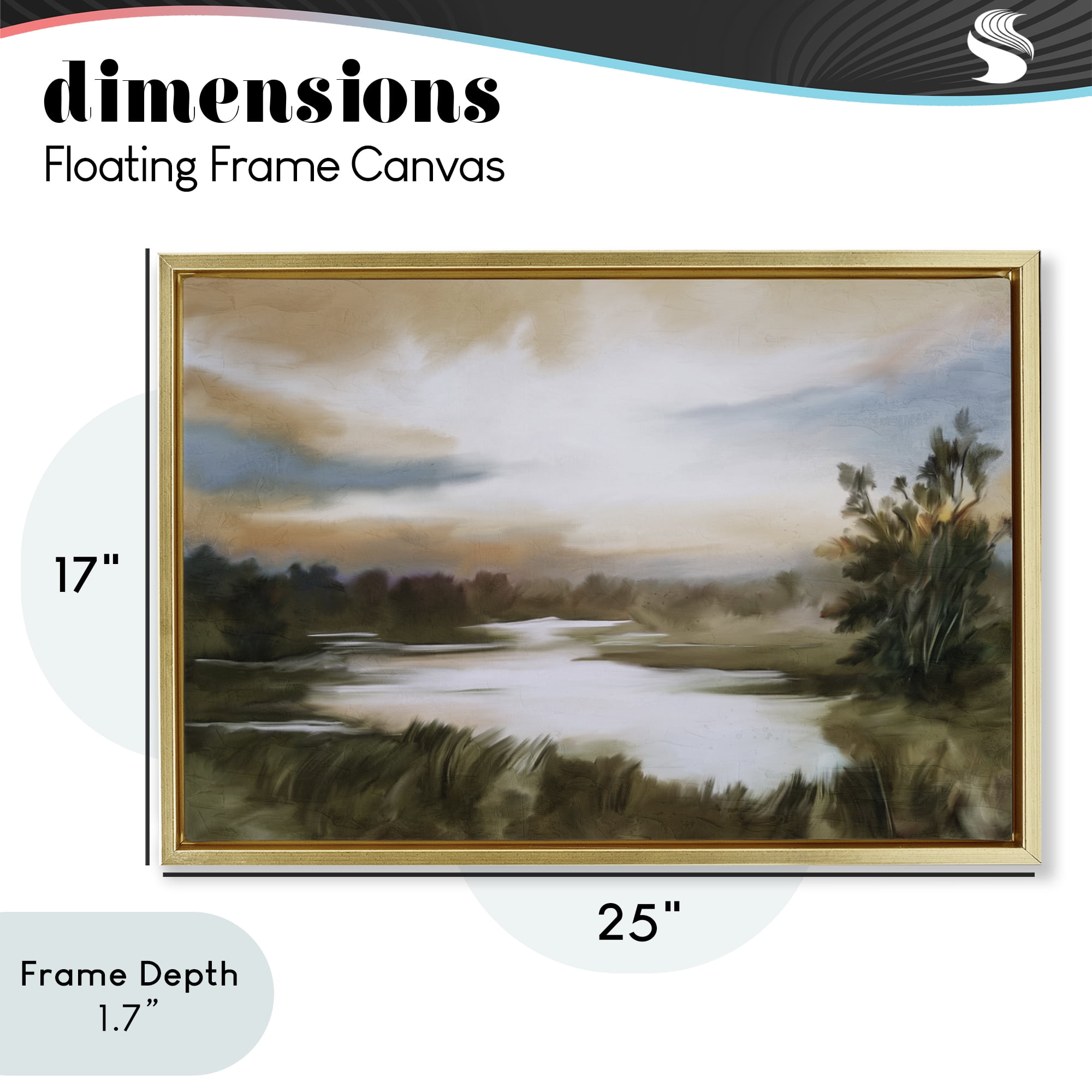 Stupell Industries Sunset Pond Countryside Gold Framed Floater Canvas Wall Art, design by Kim Allen
