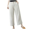 thumbnail image 2 of Kureaily Pants Waist Elastic Band Balloon Linen Loose Casual Women Summer Work Casual Pants, 2 of 5