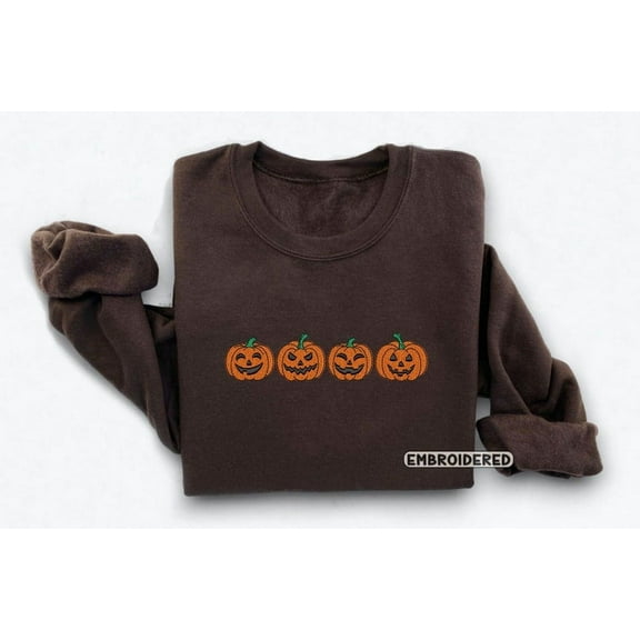 Embroidered Jack-o-Lantern Pumpkin Sweatshirt