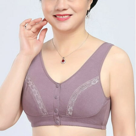 QIPOPIQ Bras for Women Plus Size Sexy Solid Sleeveless Lingerie Front Four Button Wide Strap Tank Underwear Reduced Price