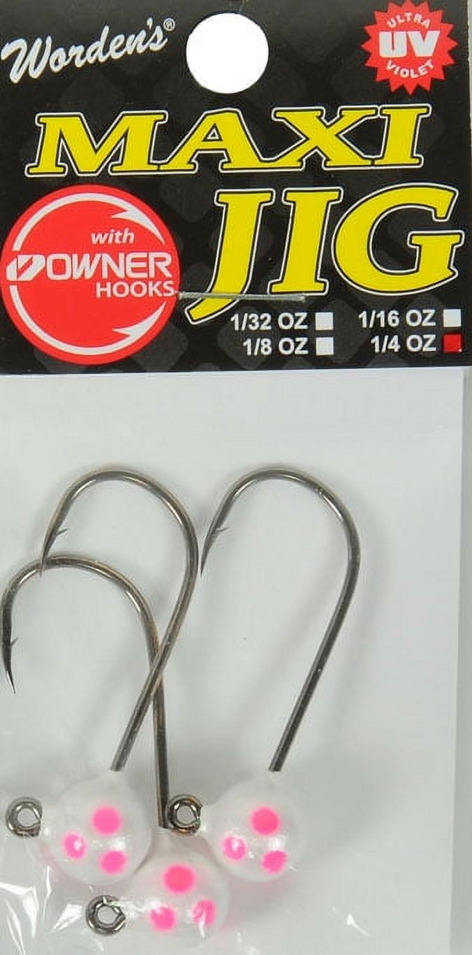(2 pack) Yakima Bait Maxi Jig Heads, 3pk, 1/4 oz, Pearl Clown