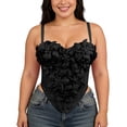thumbnail image 2 of POUNOO Womens Floral Corset Tops Slim Fit Spaghetti Strap 3D Floral Applique Casual Tops Party Style Bustiers Gift, 2 of 9