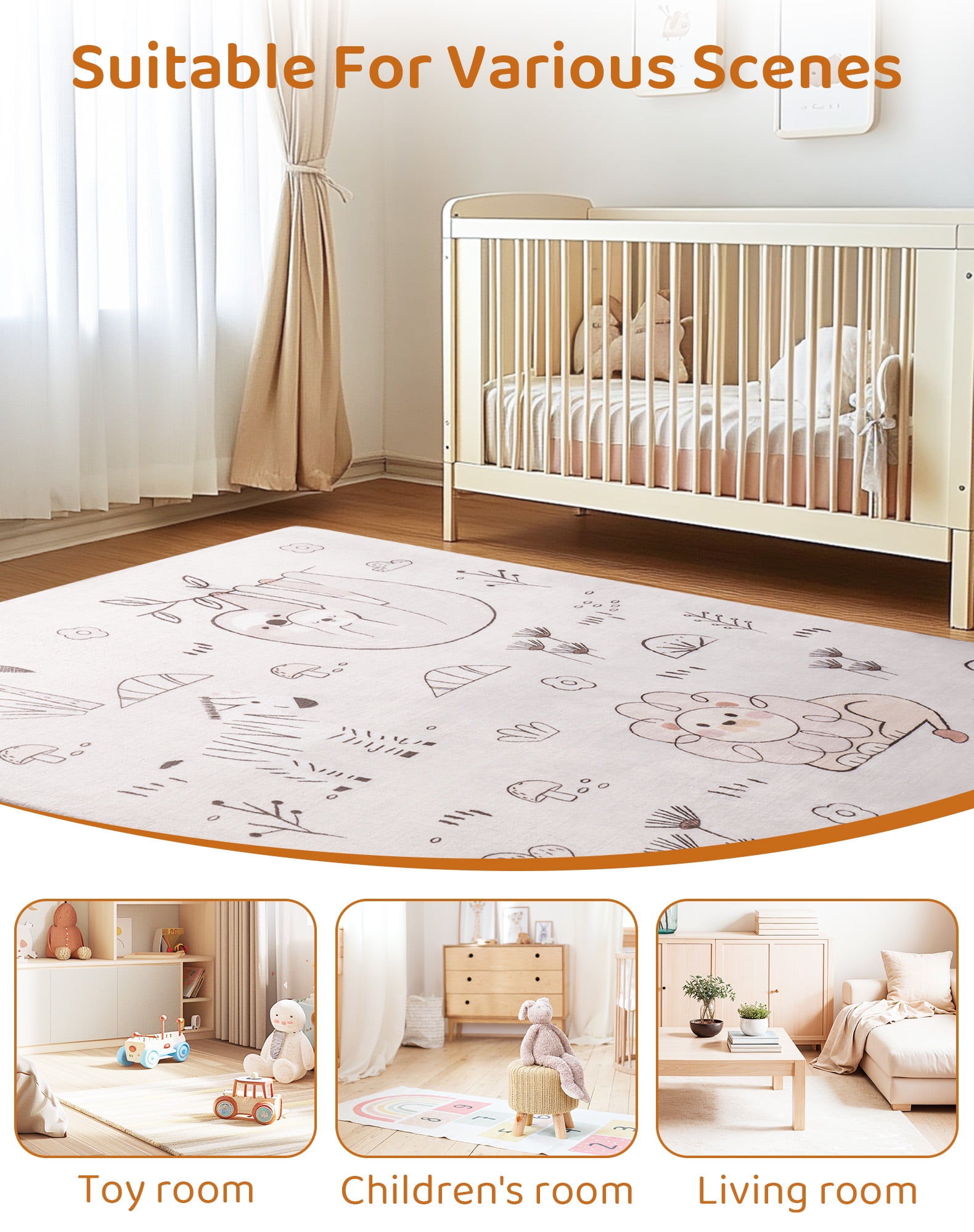 Robud Baby Play Mat,Coral sponge Playmat for Floor,50x50 in Large Waterproof Anti-Slip Activity Playmats,for Babies,Toddlers, Infants