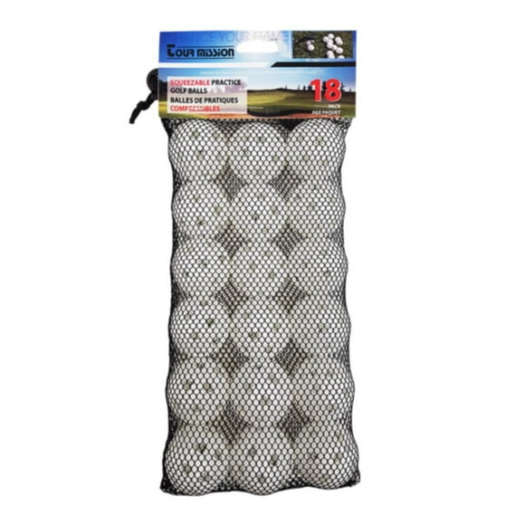Tour Mission Squeezable Practice Balls With Holes, #12164, Pack of 18 - White
