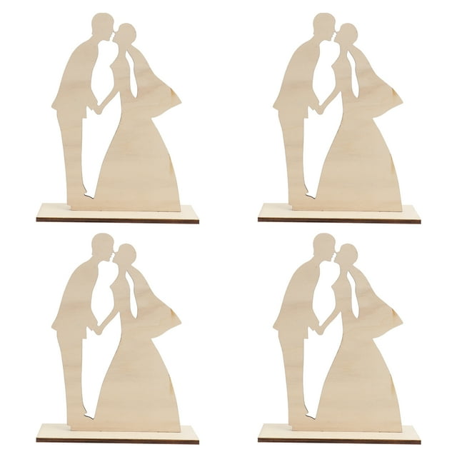 Shisuyan Creative Bride Groom Models for Decor Made from High Quality Plastic Khaki Color Lovely Design 4 Pieces