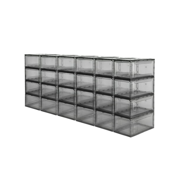 Zapatera Apilable Alexa Humo Set de 24 Piezas AGBOX | Organización Eficiente y Modular para Maximizar tu Espacio