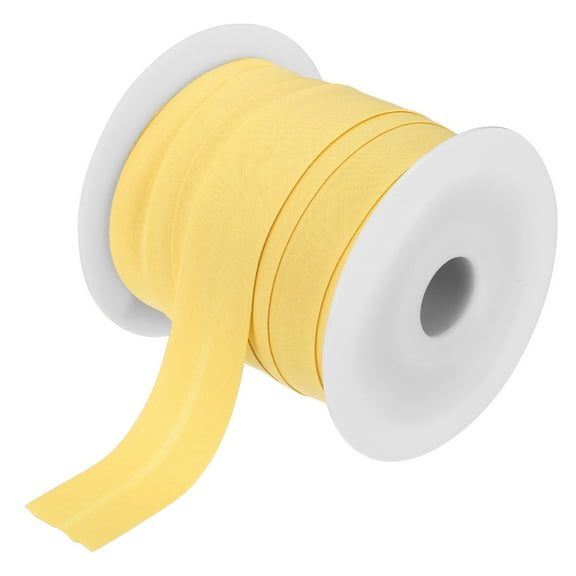 Uxcell Cotton Single Fold Bias Tape Continuous Bulk Bias Tape for Sewing Seaming Quilting Hemming Binding Crafts Lemon Yellow 1 Inch x 25 Yards