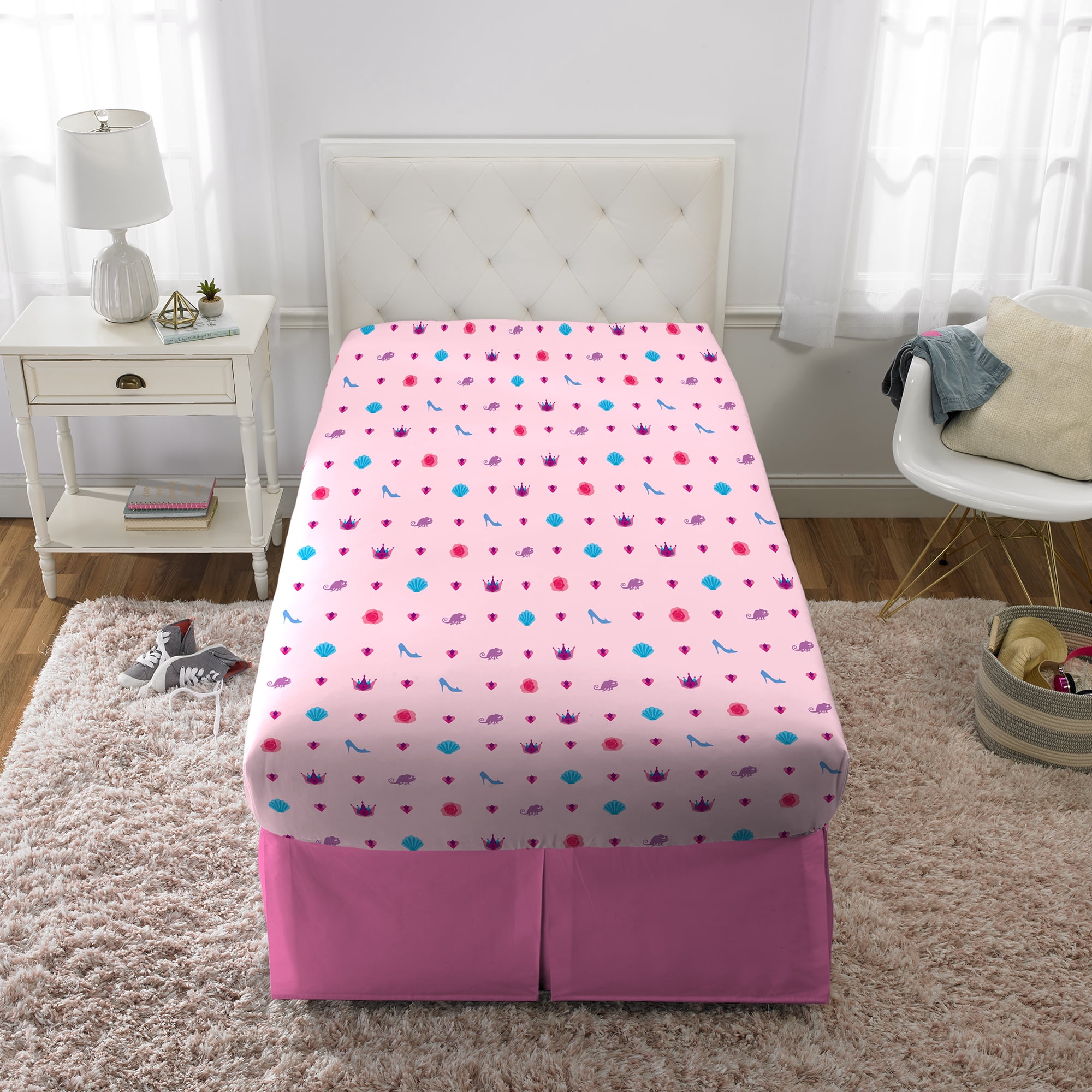Disney Princess Kids Twin Sheet Set, Pink and Purple