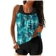 thumbnail image 2 of Trajes de baño Amzcrzy Tankini para mujer, trajes de baño, trajes de baño de dos piezas con control de abdomen, bikini para mujer, estampado conservador, espalda con tiras, azul cielo, L, 2 of 5