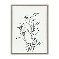Kate and Laurel Sylvie Botanical Sketch Print No 2 Framed Canvas Wall Art by The Creative Bunch Studio, 18x24 Gray, Decorative Abstract Nature Art for Wall