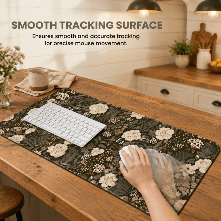 Aesthetic Desk Mat Cute Rose Pad Protector For Work & Decor 31.5