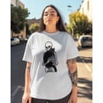 thumbnail image 3 of Women's Graphic T-Shirt White M Women's Tops Skull Holding Black Cat Crew Neck Short Sleeve Shirts for Women, 3 of 3