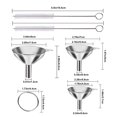 thumbnail image 2 of Embudo de acero inoxidable de 6 piezas, juego de 3 embudos grandes y pequeños, mini embudos de grado alimenticio para uso en la cocina, llenado de botellas, matraces, cocina, 2 cepillos, 2 of 6