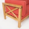 thumbnail image 4 of GDF Studio Keith Outdoor Acacia Wood Left Arm Loveseat and Coffee Table Set with Cushion, Teak and Red, 4 of 13