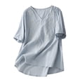 thumbnail image 2 of Mefallenssiah T-Shirt Décontracté Mode pour Femmes Manches Courtes Col en V Chandail en Molleton Blouse, 2 of 3